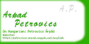 arpad petrovics business card